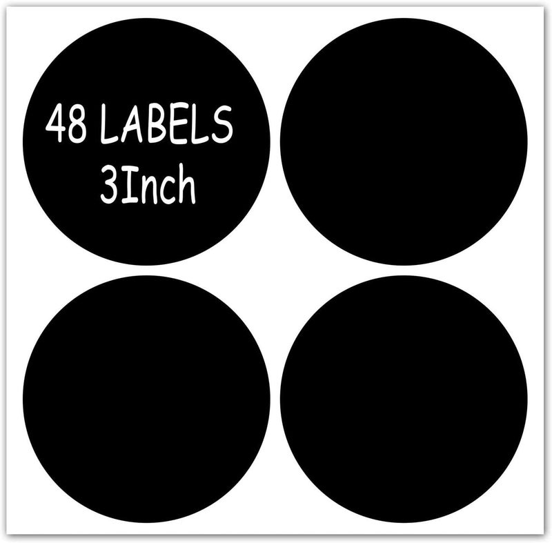 Top label 3" inch Round Chalkboard Labels - Reusable Round Chalkboard Stickers Pantry and Storage Stickers for Jars, Spice,Parties, Craft Rooms, Weddings and Organize Your Home & Kitchen-48PCS - Image 1